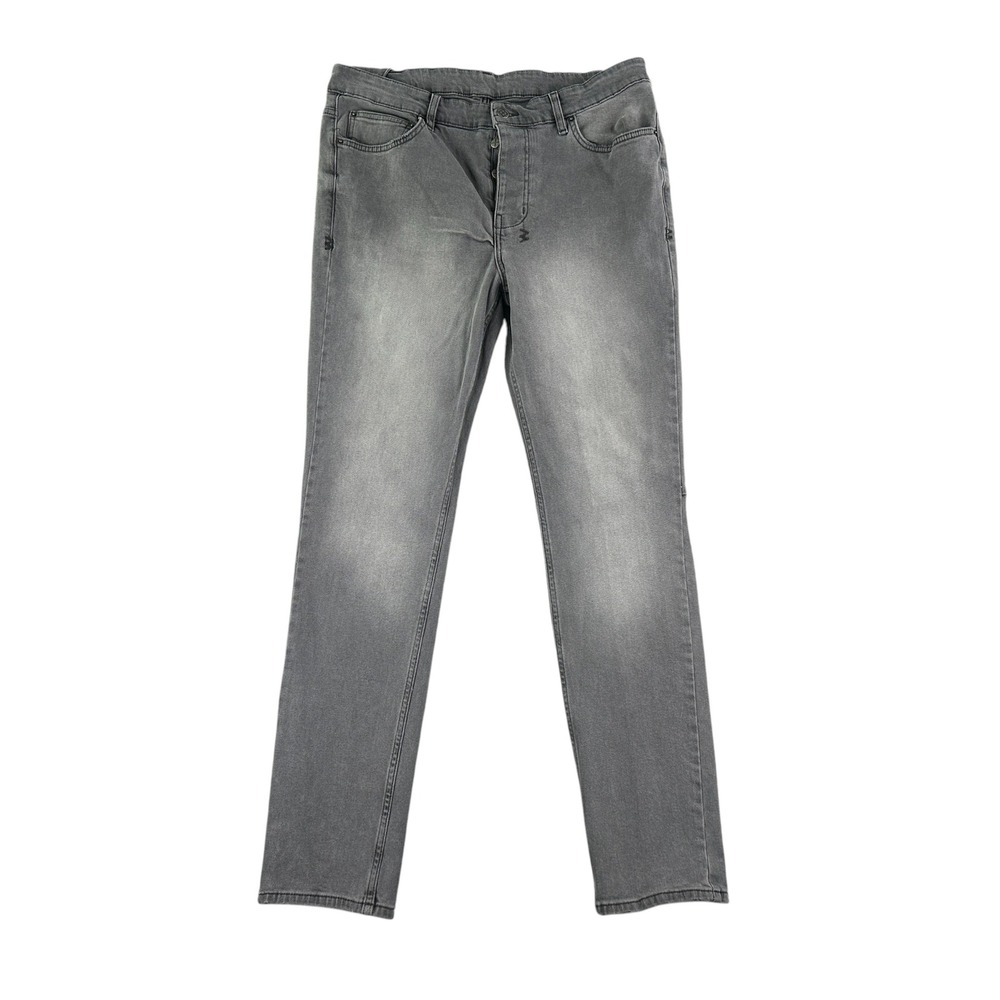 Ksubi Chitch‎ Slim Fit Jeans 35 Faded Black Gray Denim Button Fly KDFMA19858.BLK